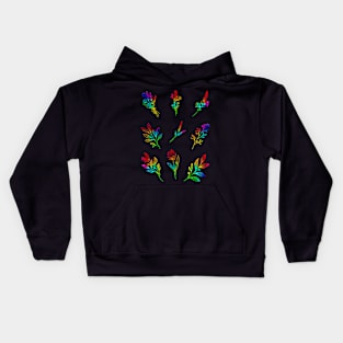 Neon Rainbow Wild Flower Sprigs Kids Hoodie